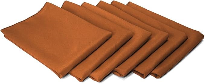 TableLinensforLess 17"x17" Polyester Cloth Napkins, Set of 6 (Copper) | Easy-Care, No-Iron Finish, Superior Color Retention, Machine Washable