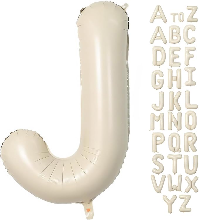 Cream Letter J Balloons,40 Inch Balloons Letter J Mylar Helium Large J Balloon for Birthday Party Anniversary Decorations