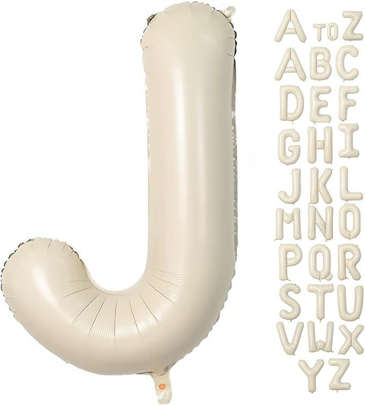 Cream Letter J Balloons,40 Inch Balloons Letter J Mylar Helium Large J Balloon for Birthday Party Anniversary Decorations