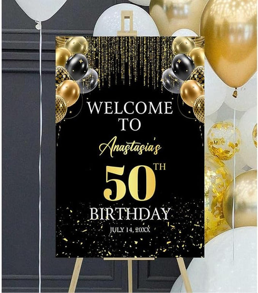 Personalized Sign for 50th Birthday Party - Decorations Celebration Sign, Happy Birthday Any Age Board, Minimalist Party Signs#3