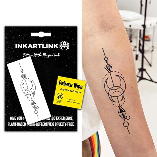INKARTLINK Semi Permanent Tattoo, Temporary Tattoo, Beautiful and Realistic Design, Fun Tattoo Experience, Cruelty-free, Non-reflective, Waterproof (Moon Geometry)