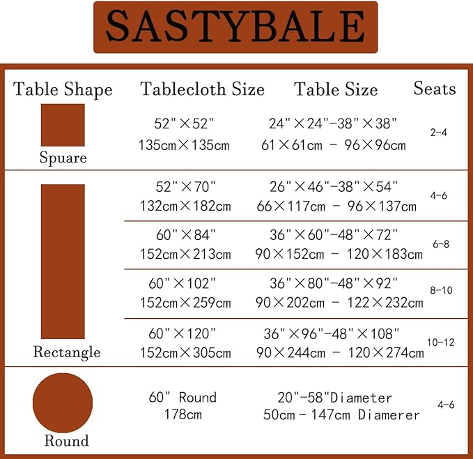 SASTYBALE Rust Jacquard Damask Tablecloth - 60x102 Inch Rectangle (Fits 8-10 Seats) - Fall Thanksgiving Decor - Water Resistant, Wrinkle-Free Polyester, Rustic Harvest Dining Cover for Parties