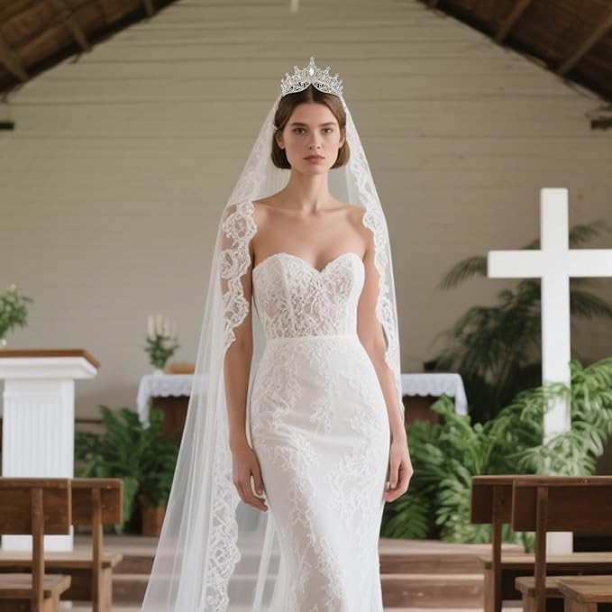 Bride Rhinestones Tiara Silver Crystal Princess Queen Crowns Headband for Women Wedding Birthday Halloween Prom Pageant Party Coming of Age Ceremony,Photo Props（HG057-Silver White）