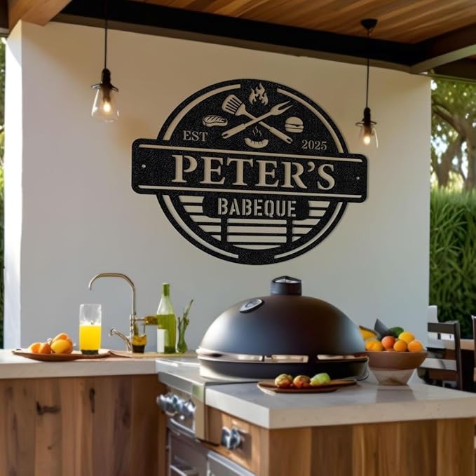 Personalized Metal Barbecue Wall Sign, Custom Barbecues Sign for Outdoor, Large BBQ, Barbecue Metal, Custom BBQ & Grill Signs, Father's Day Gift, Gift for Dad, Grandpa /3