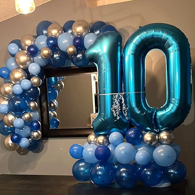 40 Inch Blue Large Numbers Balloons 0-9, Self Inflating Foil Number 6 Helium Balloons for 6th Boys, Big Digit 6 Balloons for Men 16th 60th Birthday Party Anniversary Graduation Supplies Decorations