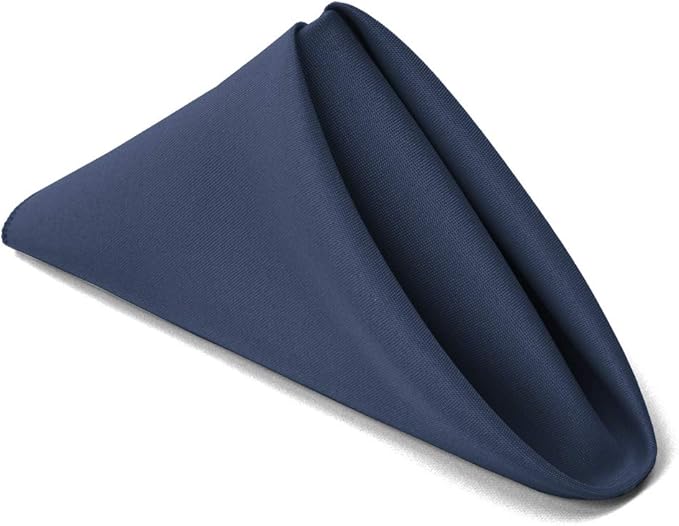 TableLinensforLess 17x17 Inch Polyester Cloth Napkins, Set of 12 (Dark Blue)