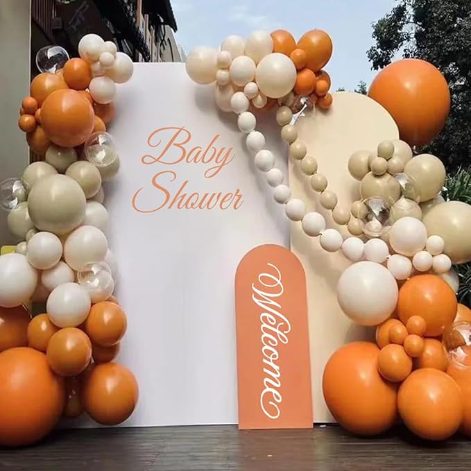 Burnt Orange Boho Balloon Garland Arch Kit, 155Pcs Pastel Brown Macaron Pink Balloons for Fall Baby Shower ThanksGiving Birthday Party Decorations