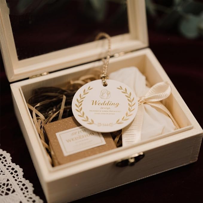 Personalized Gift Tags, Square Round Paper Thank You Tag for Wedding Baptism Birthday Favors, Custom Hang Tags with Your Text and String (Design7)