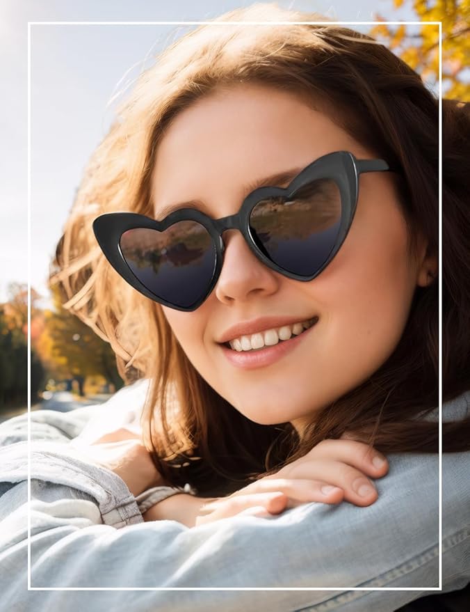 8 Pack Heart Sunglasses Vintage Cat Eye Heart Glasses Retro Bachelorette Bride Sunglasses Bulk for Women