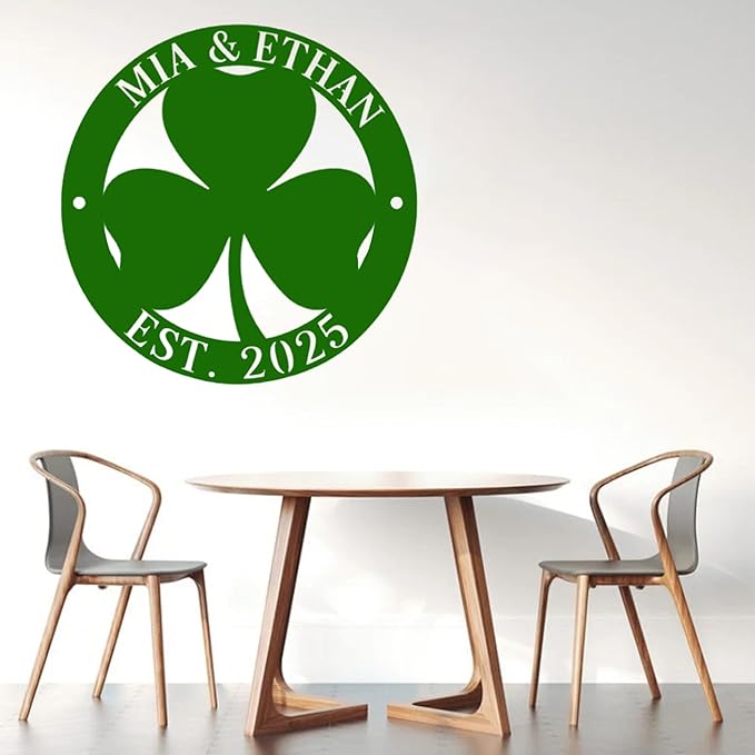 Custom St. Patrick's Day Shamrock Metal Sign – Personalized Lucky Irish Door Wreath, LED Wall Art, Festive Ornament for St. Patrick's Day Party, Front Door, Home, and Wall Decorations Gifts for Lover