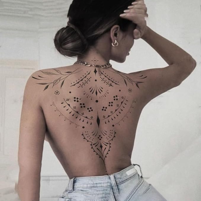Temporary Floral Tattoos Adults for Women Temporary Neck Long Lasting Temp Realistic Fake Unique Tattoo Mandala Body flowers Sticker Women Real Looking Fake Tatoos (Temporary Tattoos Sticker 27)