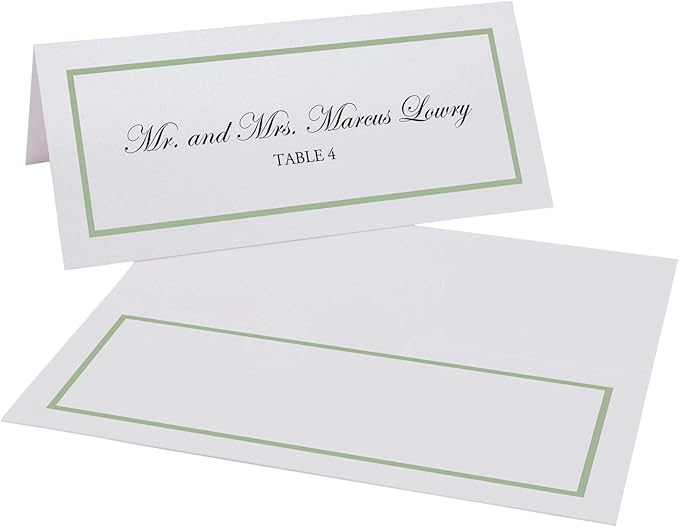 Single Line Border Printable Place Cards, Sage (Choose Color), Set of 60 (10 Sheets), Laser & Inkjet Printers - Wedding, Party, Dinner, and Special Events - Made in the USA