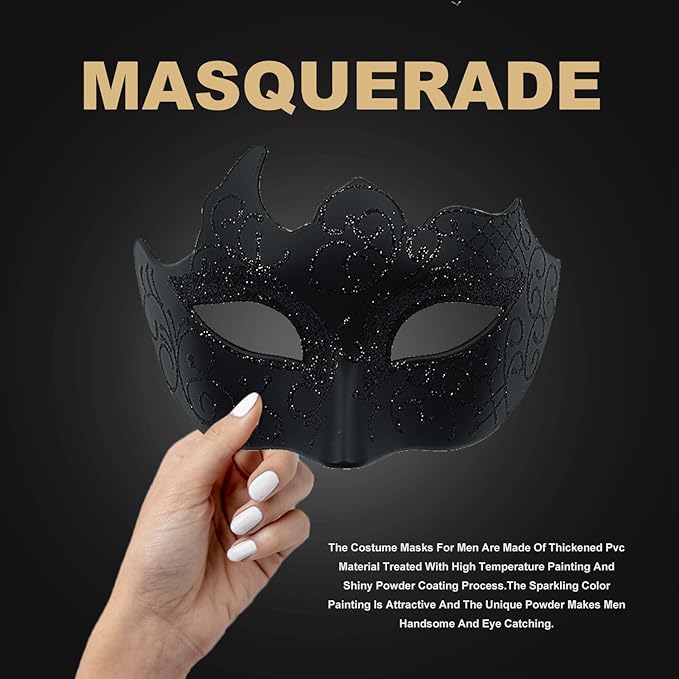 Couple Masquerade Mask for Women Men Shiny Venetian Mask Halloween Mask for Party Prom Ball Costume Lace Masks