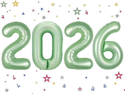 2026 Balloon - Oliver Green Birthday Number Balloons, 40 Inch Large Foil Balloons for Men Women Boys Girls Oliver Green Themed Birthday Decorations，Number 2026 Balloon
