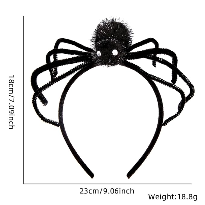 Halloween Headbands, Black Spider Hairband Halloween Accessories for Cosplay Woman Man (Black)