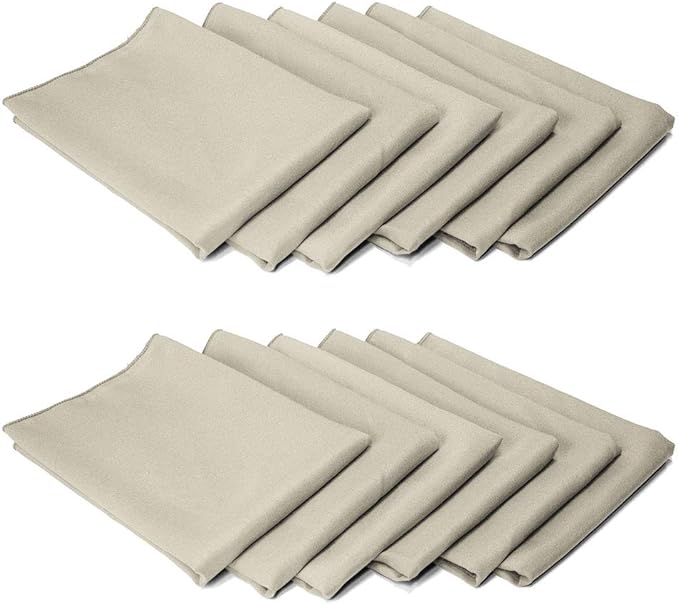 TableLinensforLess 17"x17" Polyester Cloth Napkins, Set of 12 (Grey) | Easy-Care, No-Iron Finish, Superior Color Retention, Machine Washable