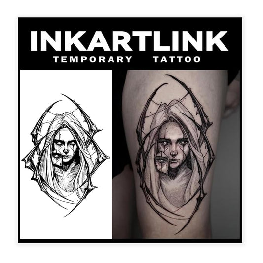 INKARTLINK Tattoo Tech, 2 Sheets Large Semi Permanent Tattoo, Adult Art Design Temporary Tattoos, Lasts 1-2 Weeks, Waterproof, Realistic Look, No Adhesive, No Reflection (Spider Woman Design)