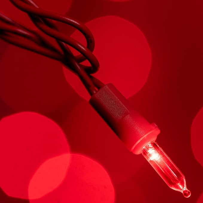 200 LED Christmas Lights with Red Wire, Pack of 2 Sets 33 ft 100 Count UL Certified Commercial Grade String Light