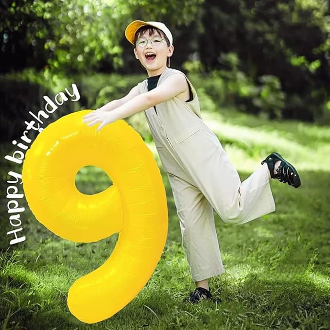 40 inch Yellow Number Balloon Giant Foil Helium Balloons Number 9 Balloon for 9th Birthday Party Decorations