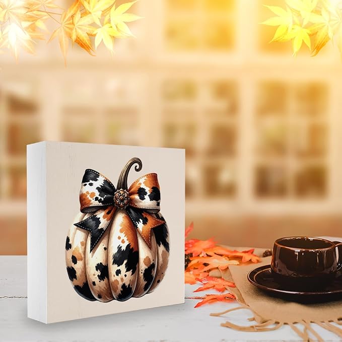 Cute Fall Decor Bow Pumpkin Fall Decorations for Home Office Autumn Pumpkin Decor Funny Autumn Decorations for Desk Table 5 x 5 inches