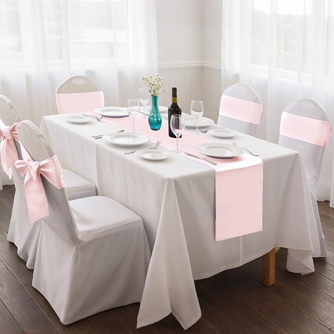 20 Pack Satin Table Runner 12 x 108 Inch Long,Satin Silk Table Runner for Wedding,Birthday Party and Banquet Decoration,Rose Gold