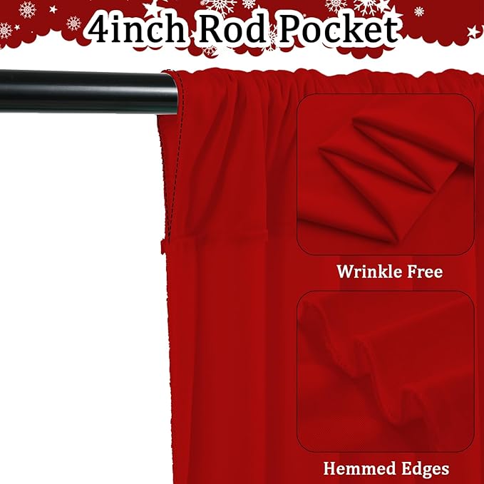 Christmas Backdrop Curtain - 10×10ft Red & Green Holiday Party Background Decor for Xmas Tree Photos, Home Festive Wall, Mall Santa Booth, Reusable Winter Celebration Decoration for Family