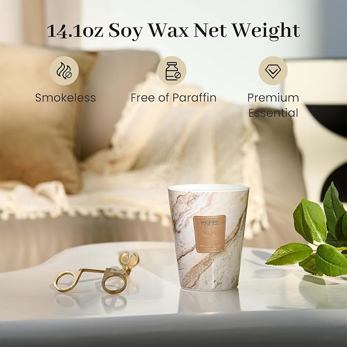 M&SENSE Noir Air Scented Candles for Home, 3 Wick Highly Scented Jar Candle, 14.1 Oz 80H Long Lasting Burning Christmas Candle for Women, Aromatherapy Candles for Holiday Christmas Gift