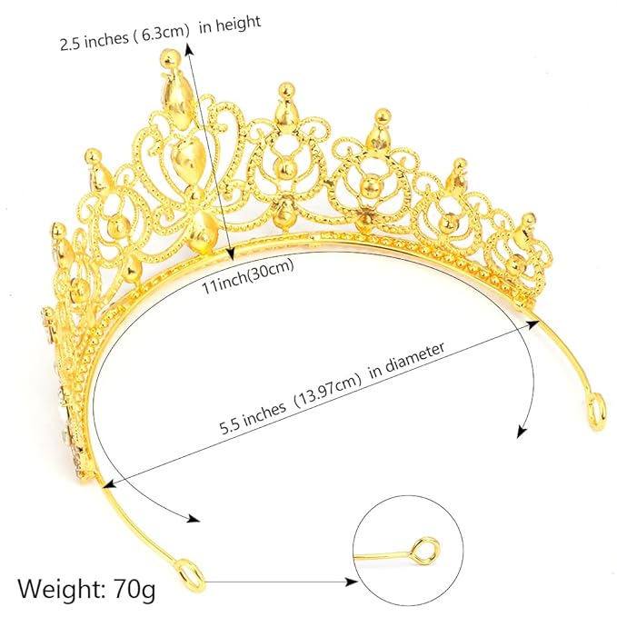 TODDER Gold Tiara for Women Girls Rhinestone Princess Queen Crowns Crystal Headband for Girls Wedding Hair Accessories for Bridal Birthday Party Prom Halloween Cosplay Holidays