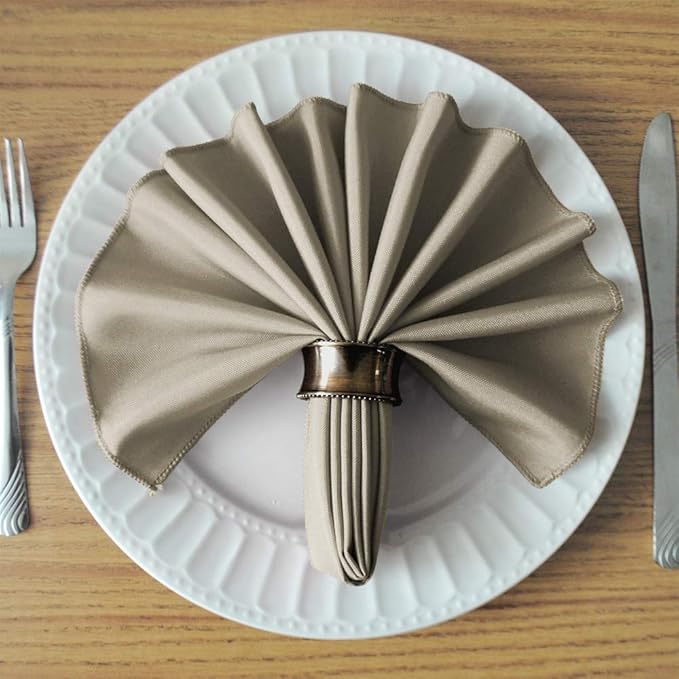 TableLinensforLess 17"x17" Polyester Cloth Napkins, Set of 12 (Charcoal) | Easy-Care, No-Iron Finish, Superior Color Retention, Machine Washable