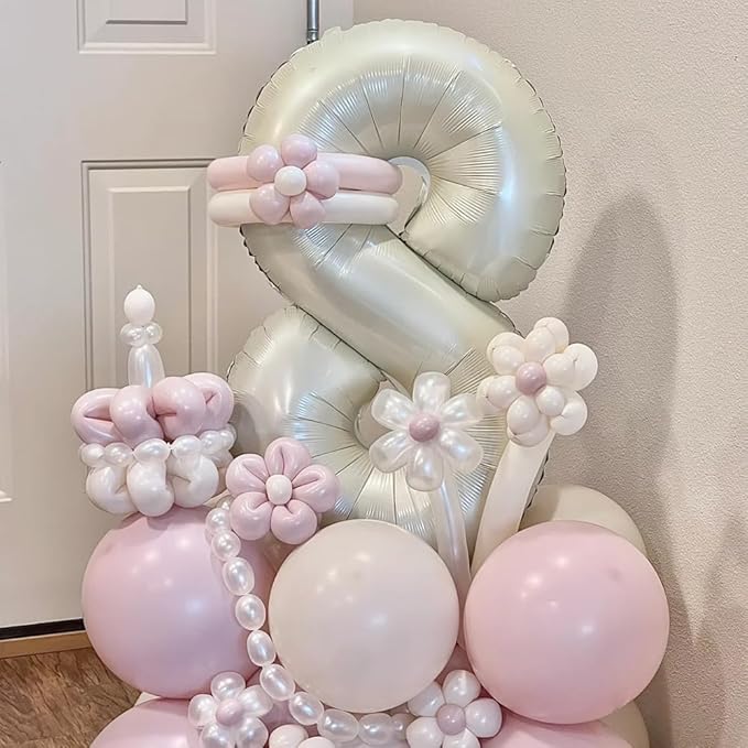 40 inch Cream White Number Balloon Giant Foil Helium Balloons Beige Number 9 Balloon for 9th Birthday Party Anniversary Decorations Supplies