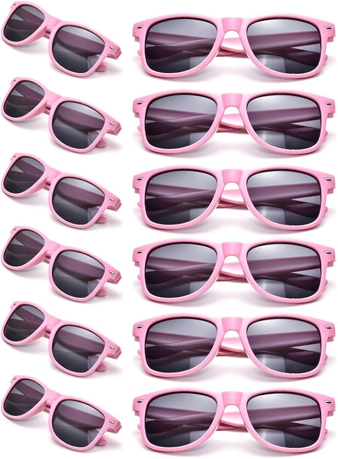 12 Pack Neon Colors Sunglasses Classic Retro Party Favors Sunglasses for Unisex Adult