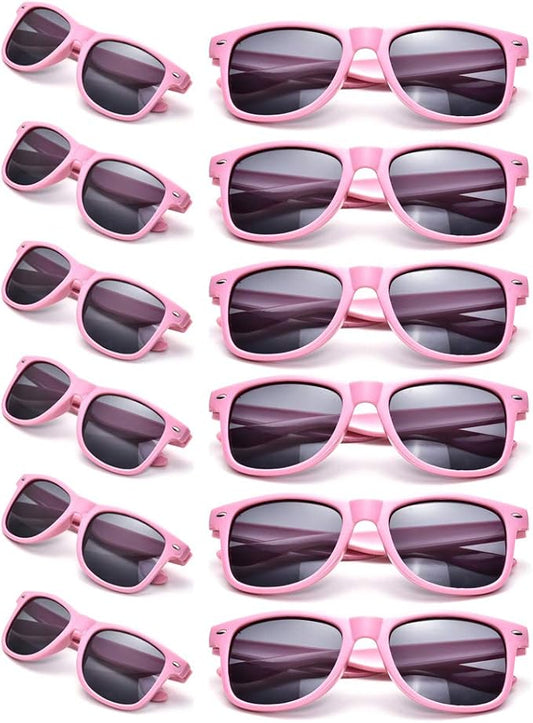 12 Pack Neon Colors Sunglasses Classic Retro Party Favors Sunglasses for Unisex Adult