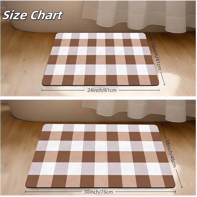 Fall Door Mat Orange and Black Buffalo Plaid Welcome Doormat Farmhouse Floor Mat Non-Slip Entrance Hello Rug Door Rugs for Indoor Outdoor Home Decor, 24"x16"inch