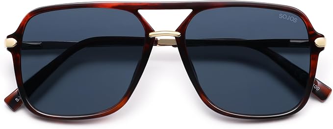 SOJOS Sunglasses for Women & Men, Square, Retro, Polarized Lens, Trendy Aviator, 90s Shades