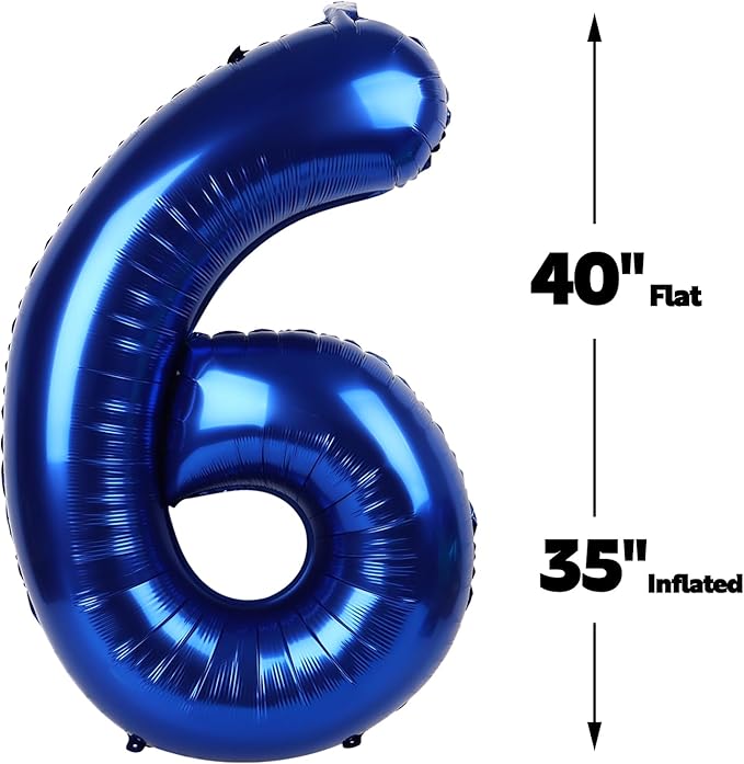 Night Blue 40 Inch Mylar Foil Number 6 Balloon, Birthday Digital Balloons for 6 16 Boy Girl Party Decorations Supplies,Night Blue Big Helium Balloon Numbers for 26 36 46 60 Men Women Anniversary