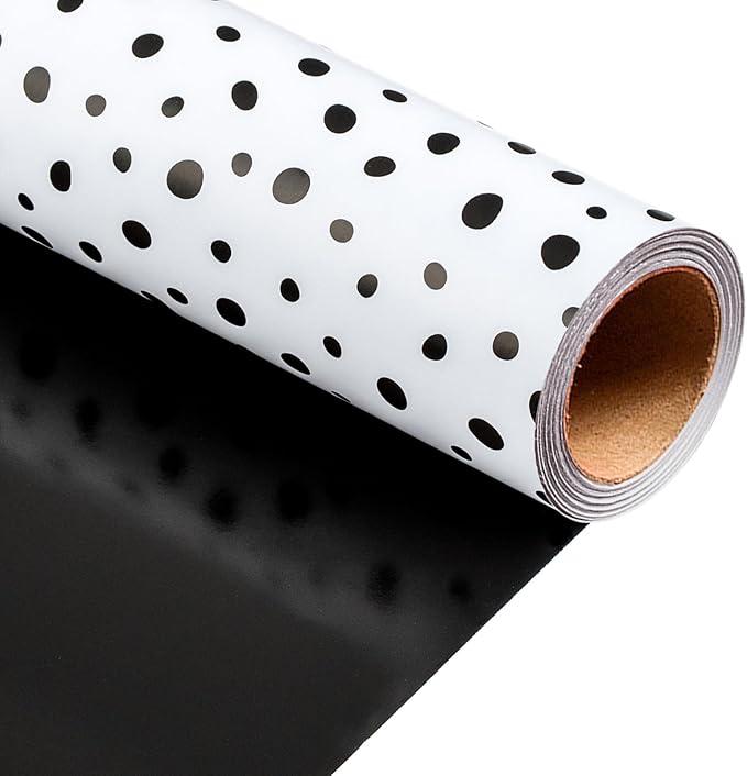 Burymento Black Lrregular Wave Point Wrapping Paper, Reversible Gold Gift Wrap for Birthday, Valentines, Mothers day, Graduation, Wedding, Fathers day, Baby Shower, Christmas (17in x 16.4ft)