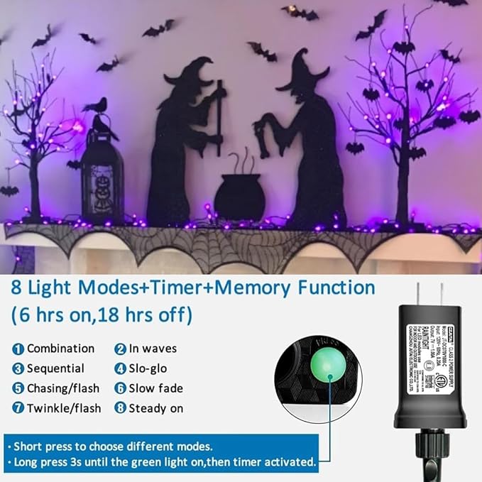 YEGUO 165ft 500 LED Christmas Lights Outdoor Waterproof, Purple String Lights Plug in, Twinkle Christmas Tree Lights Indoor with Timer Memory 8 Modes
