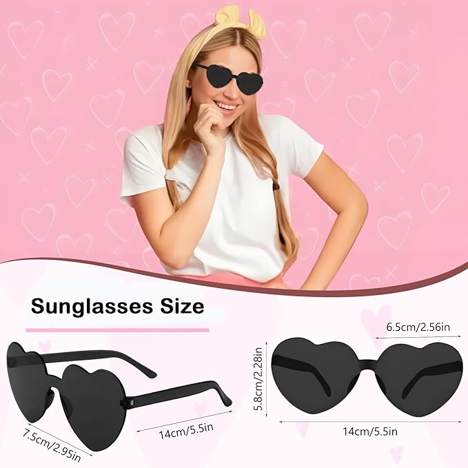 LEFIMOT 12 Pairs Heart Sunglasses for Women Heart Shaped Sunglasses Bulk Colorful Heart Glasses for Party Favor