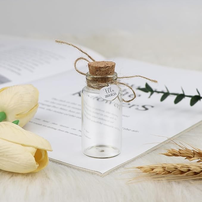 Umbilical Cord Keepsake Glass Bottle with Cork, Jar for Umbilical Cord/fetal Hair Storage and Memorial, Gift for Newborn Christening Baby Shower, Comes with Gift Bag (Customized)