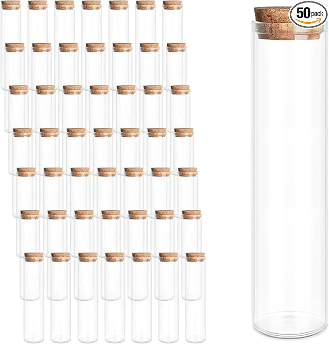 JIUYUE Test Tube,Miniature Bottles,Mini Glass Bottles.(0.74 Oz,50 Pcs)