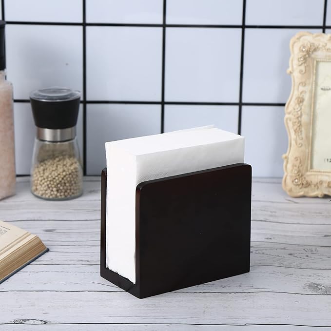 Bamboo Vertical Napkin Holder - Natural Wood, Strong and Waterproof for Table, Kitchen and Countertops