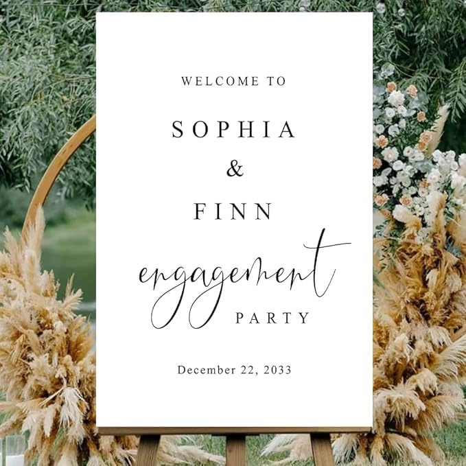 Personalized Engagement Welcome Sign – Minimalist Engagement Party Yard Sign – We’re Engaged Signs – Engagement Party Decorations for Couple - She Said Yes! (Version 1)