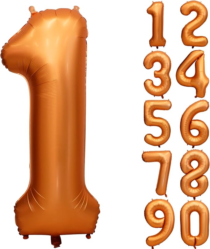 40 inch Orange Number Balloon Giant Foil Helium Balloons for 1st Birthday Party Decorations