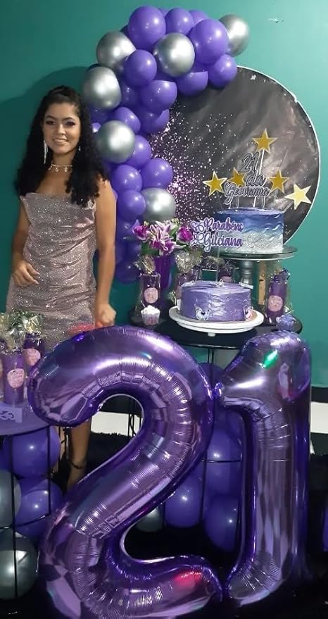 40 Inch Big Purple Number 2 Balloon Birthday Decoration, Number 2 Helium Balloon 12 20 22 23 24 26 28 32 42 Celebration, Boy Girl Baby Anniversary Party Graduations Supplies Decorations