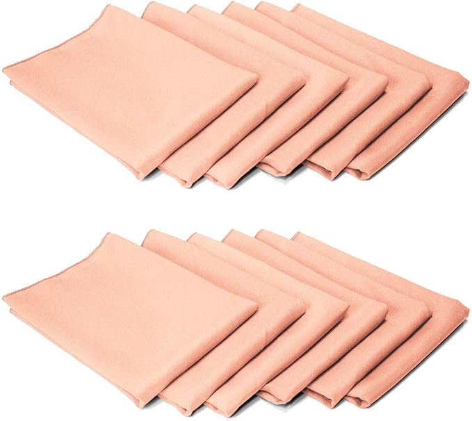TableLinensforLess 17x17 Inch Polyester Cloth Napkins, Set of 12 (Blush Pink)