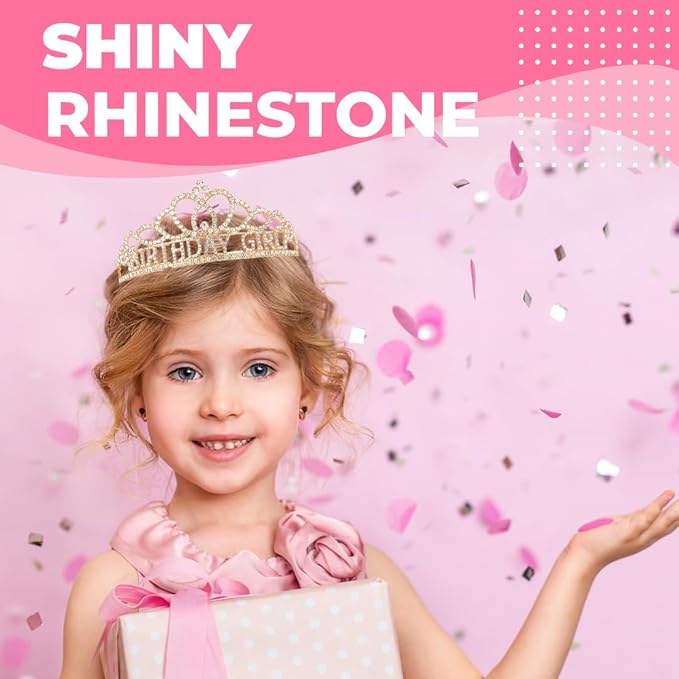 Birthday Tiara and Crown with Sash for Women, Hair Accessories for Wedding Party Costume (A1)