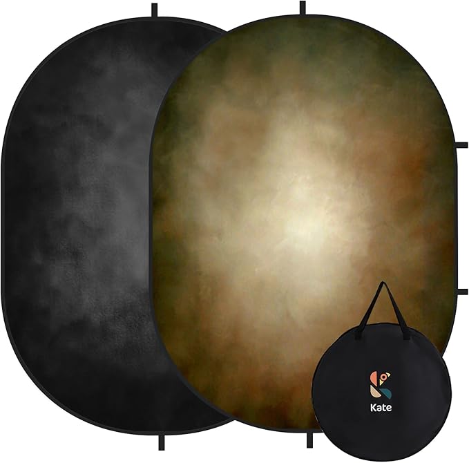 Kate Collapsible Backdrop Microfiber Black and Brown Double Sided Pop up Collapsible Background, for Photography, for Photographers, 5x6.5ft