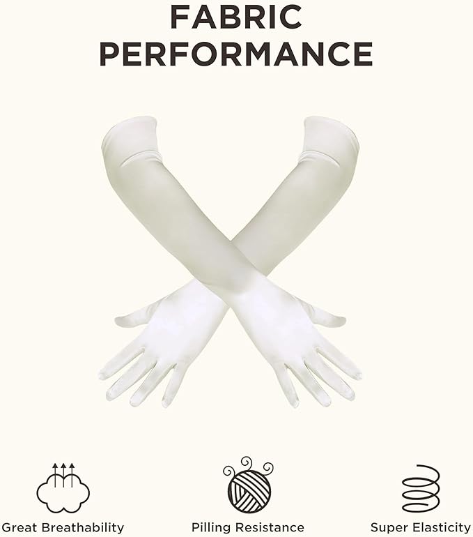 BABEYOND Long Opera Party 1920s Satin Tea Party Gloves Costume Stretchy Adult Size Elbow Length Bridal Gloves