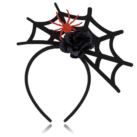 Halloween Headbands, Red Spider Web Hairband Halloween Accessories for Cosplay Woman Man (Spider Red)