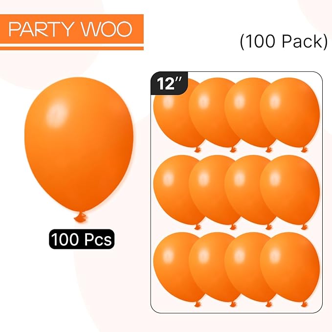 PartyWoo Orange Balloons 100 pcs 12 Inch Pumpkin for Thanksgiving Fall Balloons Halloween Little Cutie Baby Shower Birthday Graduation Party Decorations Orange-Y9